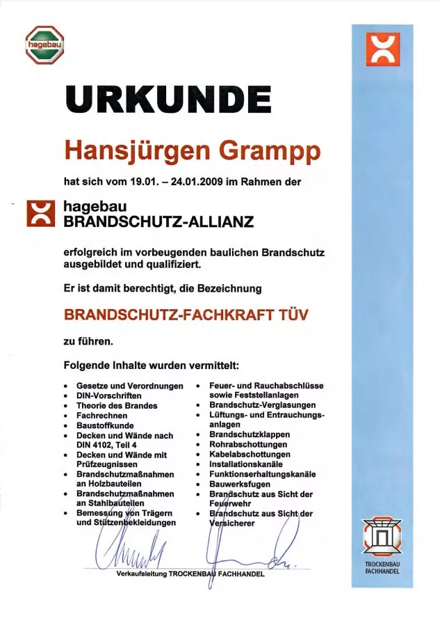 Urkunde Hansjürgen Grampp